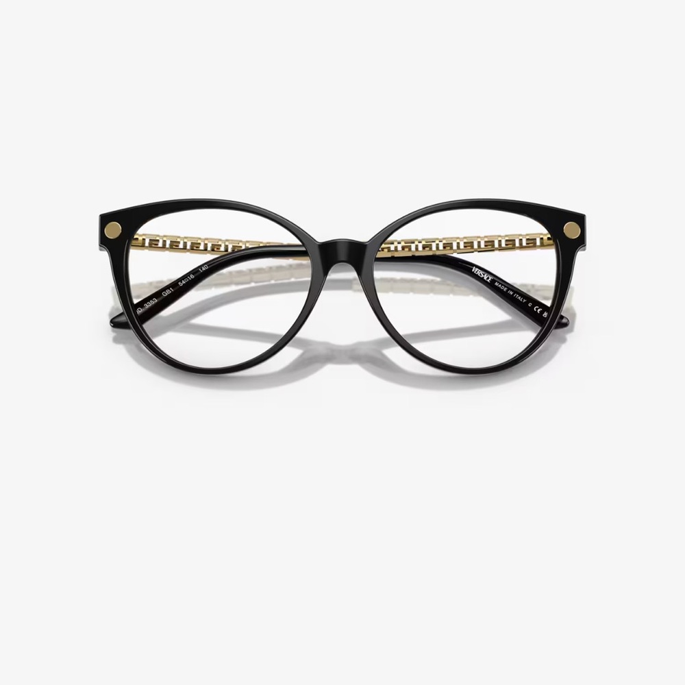 Versace Black Gold Greca Eyeglass Frames Designer Luxury Optical Women’s Glasses - Picture 7 of 7
